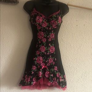Victoria's Secret Black Dress with Pink Floral Design